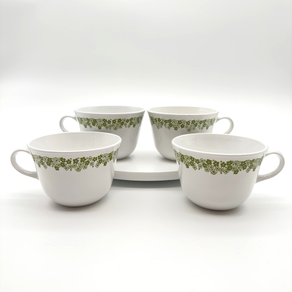 Vintage Corelle Coffee Tea Cups Spring Blossom Crazy Daisy Lot of 4 Corning 8oz